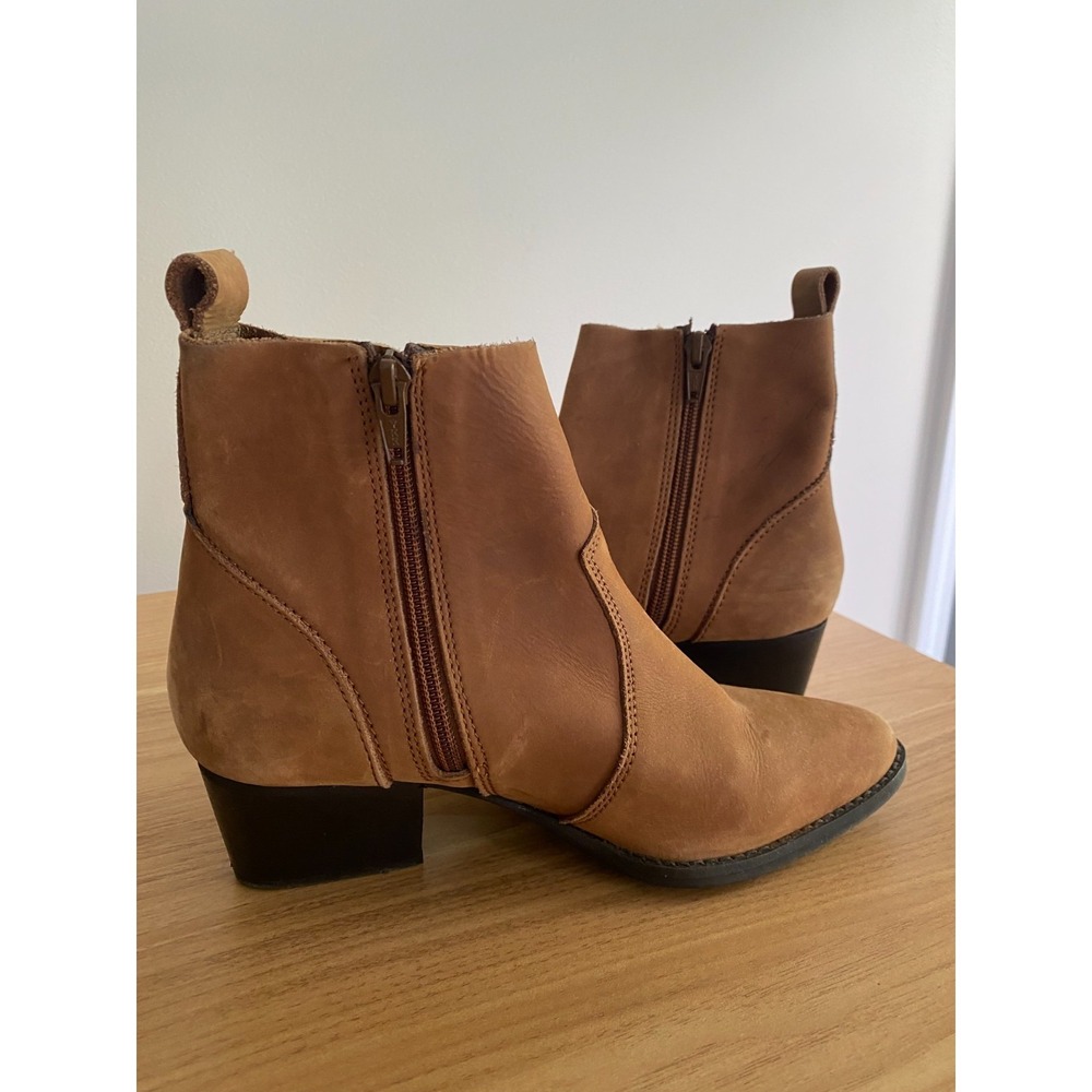 Splendid Genuine Leather Ankle Boots Brown Womens Size 7 Zip Western Booties - Picture 4 of 12